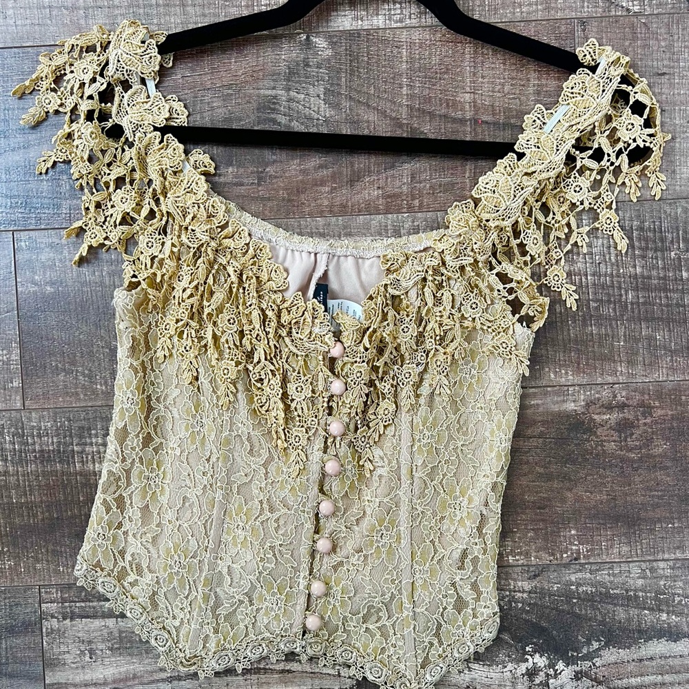 Vintage lace fringe top